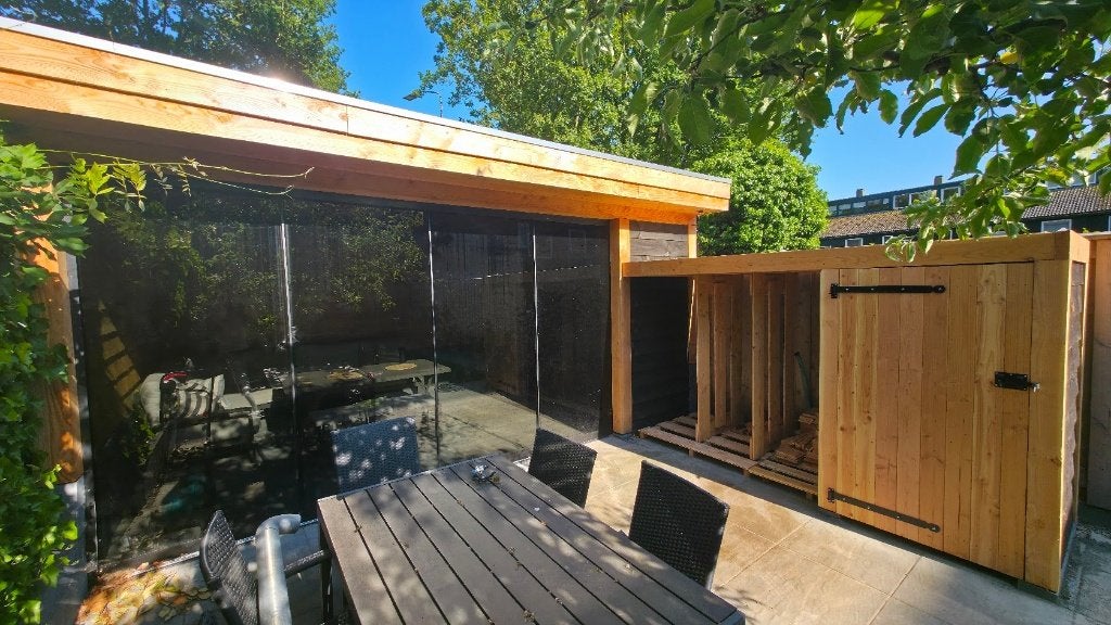 Overkapping / tuinkamer, Ophalen, Tuinhuis, 250 tot 500 cm, Zo goed als nieuw