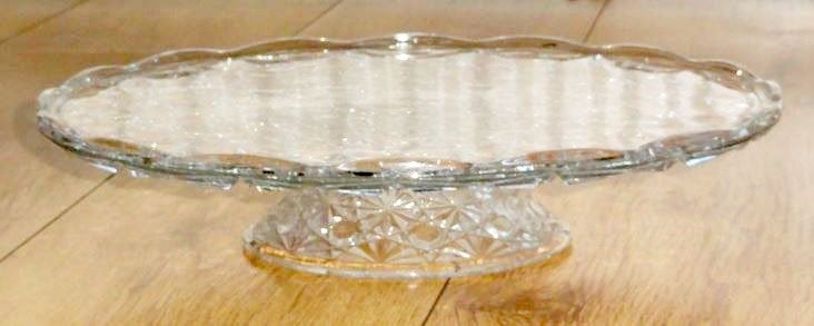 Taartschaal Kristal Glas Plateau, Antiek en Kunst, Antiek | Glas en Kristal, Ophalen of Verzenden