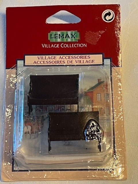 Lemax metale Parkbankje, set van 2, 1992, Diversen, Ophalen of Verzenden, Zo goed als nieuw