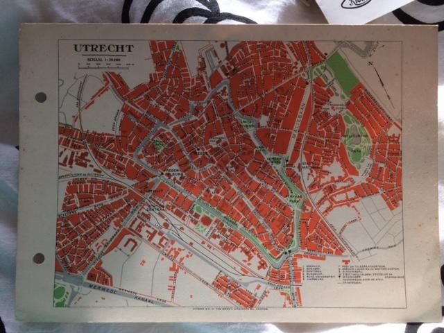 oude (brief) kaart van Utrecht 15 bij 21 cm., Ophalen of Verzenden, 1960 tot 1980, Ongelopen, Utrecht