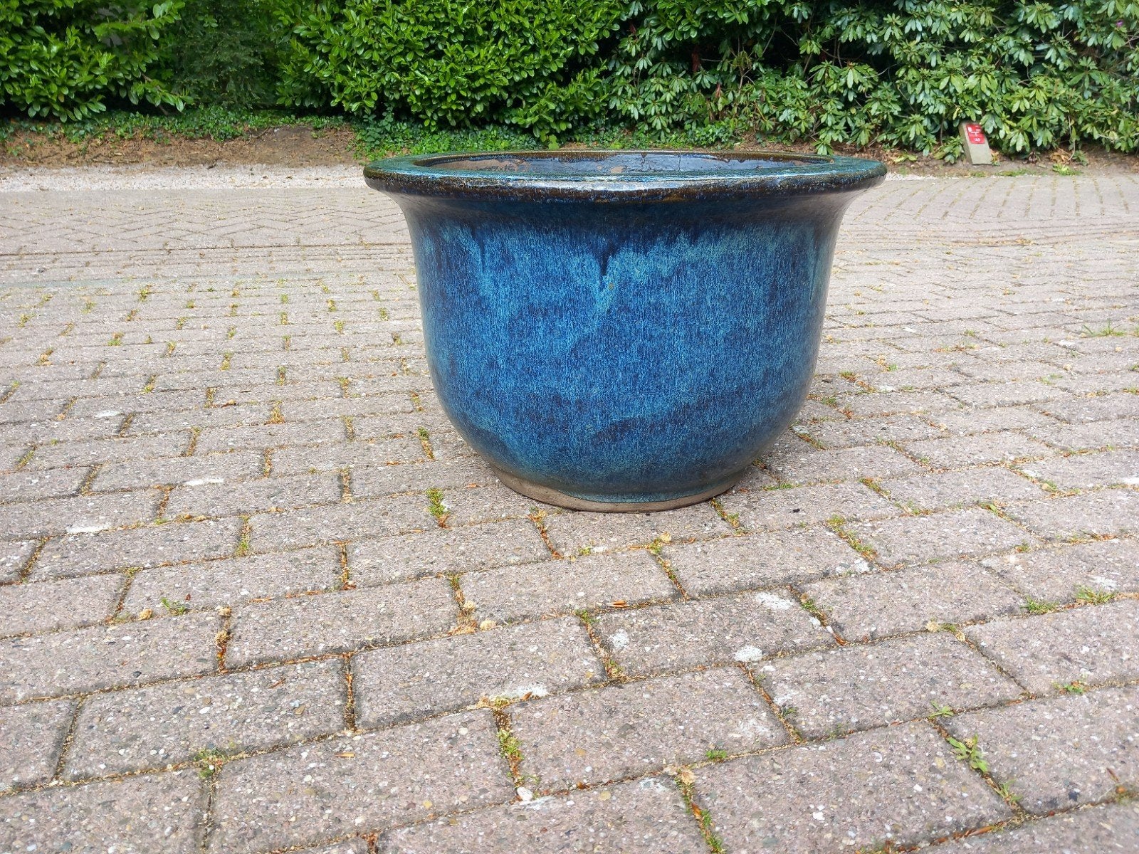 Geglazuurde bloempot, Tuin en Terras, Bloembakken en Plantenbakken, Ophalen, Zo goed als nieuw, Rond, Steen