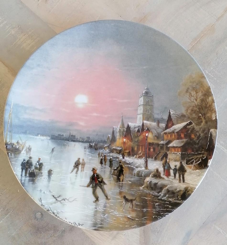 Wandbord "Eisläufer in der Abendsonne" Ludwig Muninger, Ophalen of Verzenden