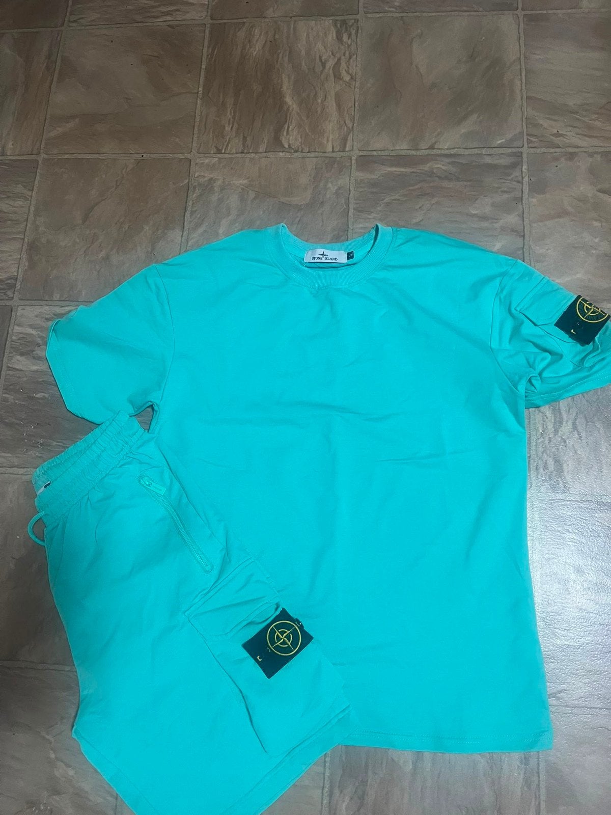 Stone Island Zomersetjes - Lichtblauw & Beige Roze, Ophalen of Verzenden, Nieuw, Stone Island