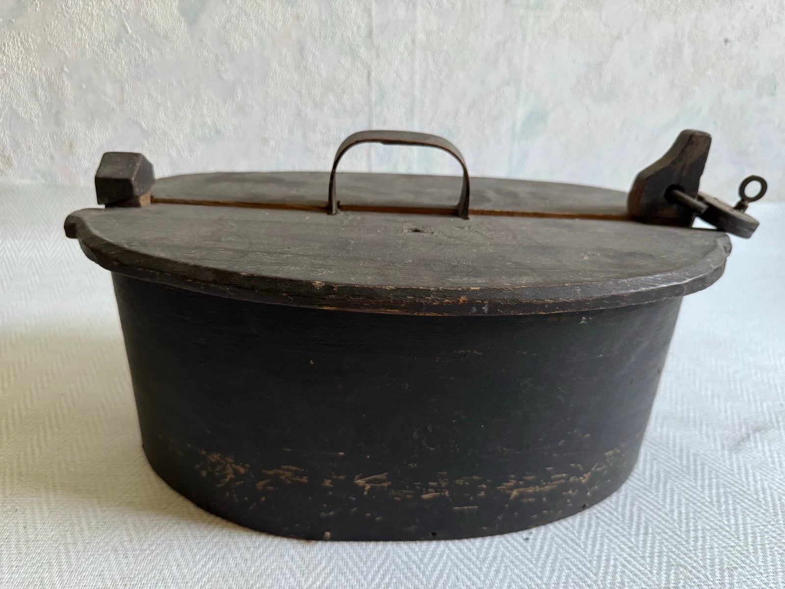 Antiek houten reis koffertje / kistje met slot, Antiek en Kunst, Ophalen of Verzenden