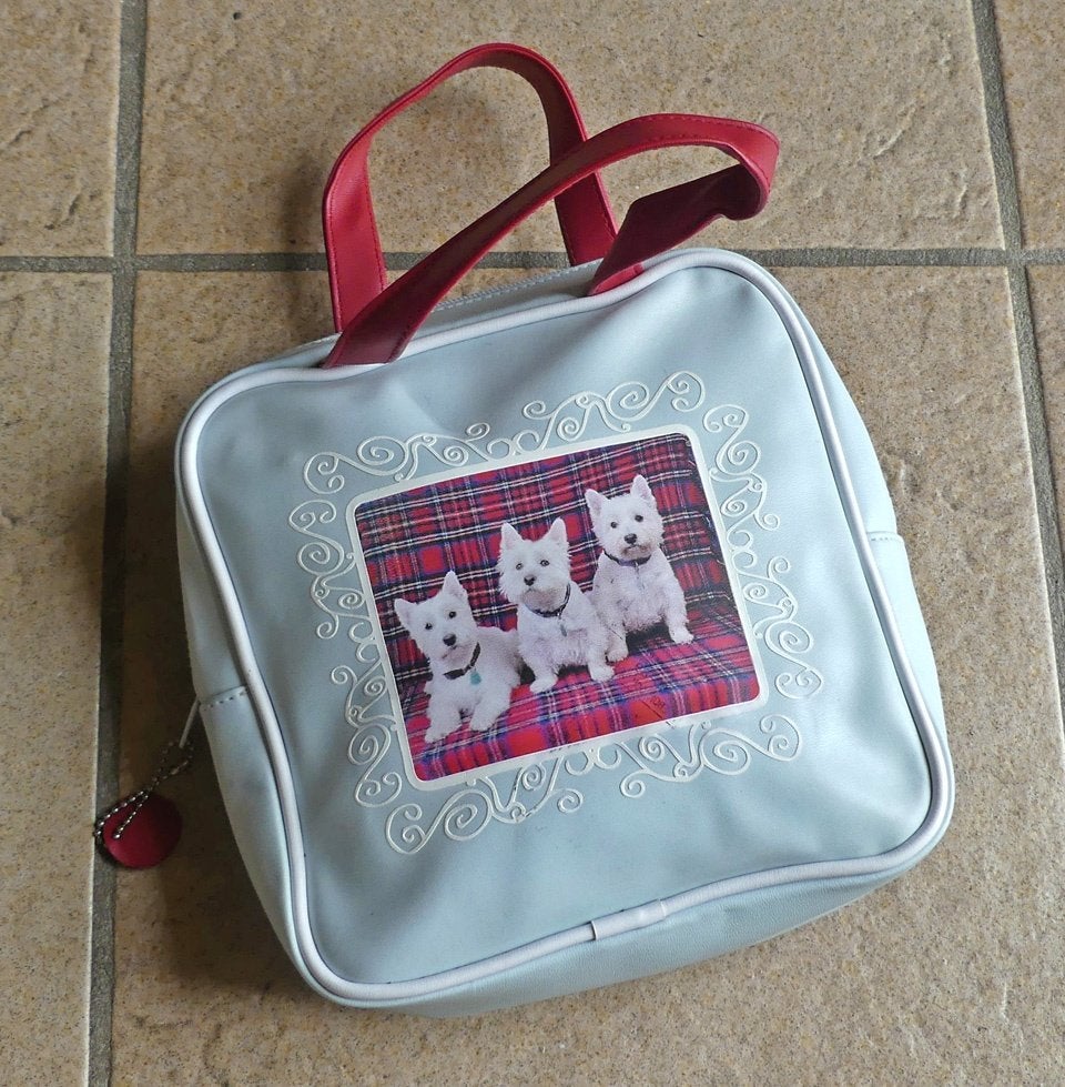Handtas Westies blauwgrijs tasje West Highland White terrier, Ophalen of Verzenden, Gebruikt, Blauw, Handtas