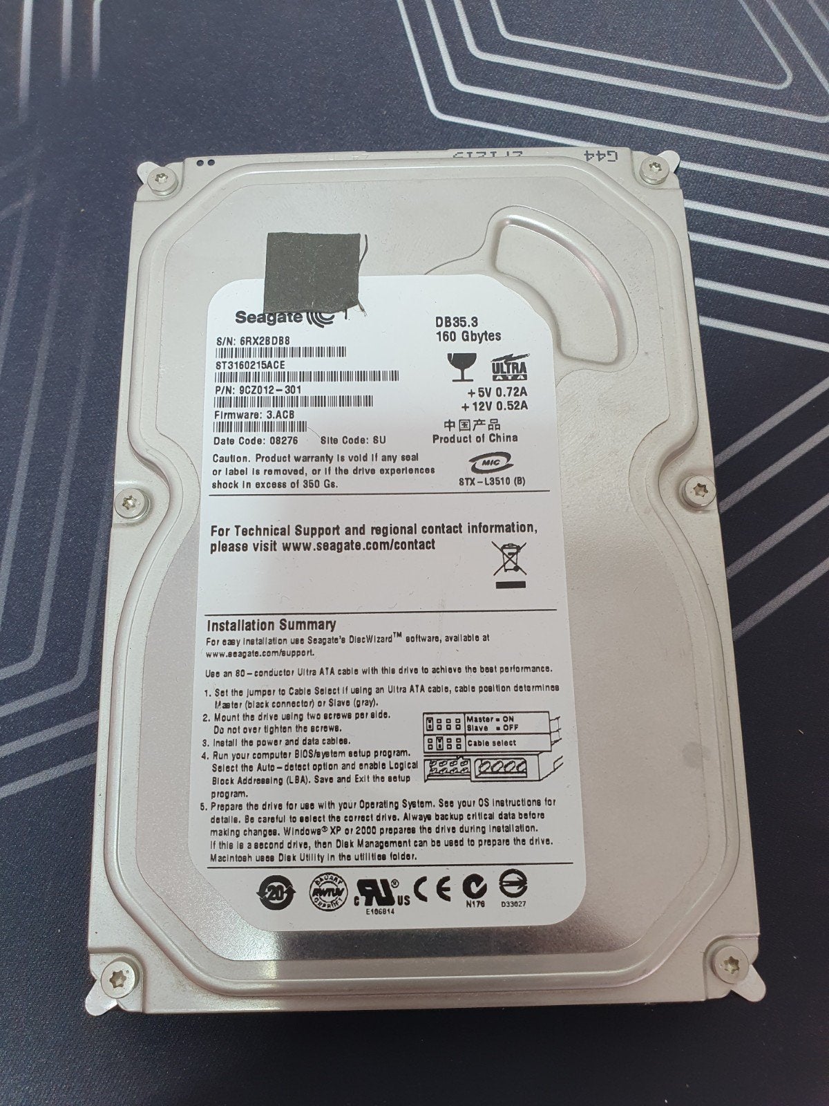 Seagate DB35.3 160GB harde schijf – 3.5" IDE (PATA), Intern, Gebruikt, ., HDD
