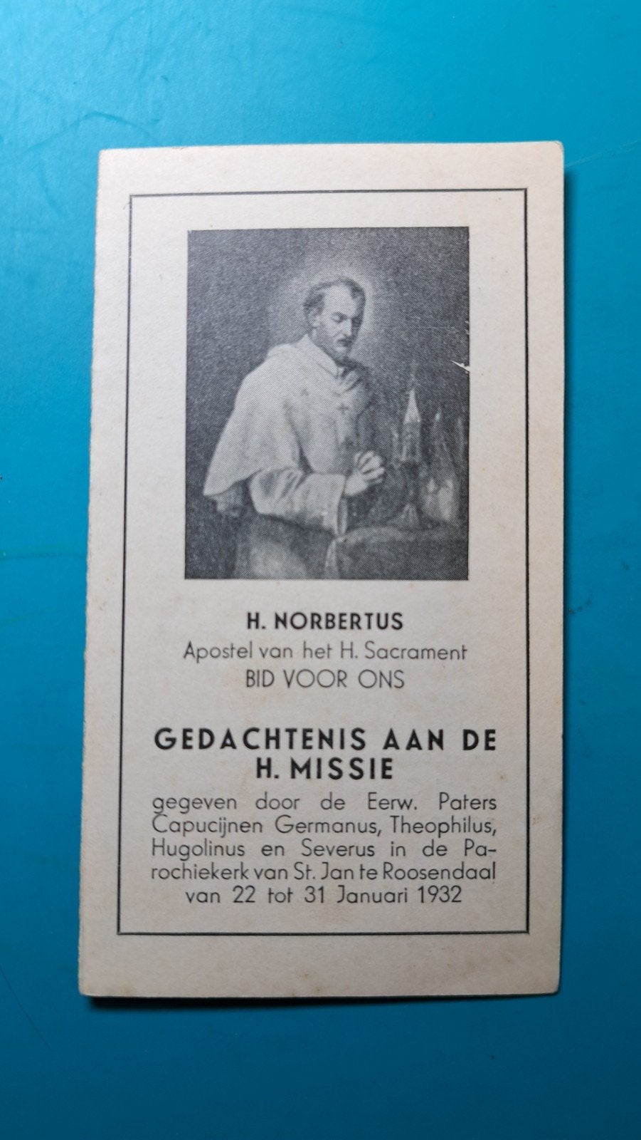 H. Norbertus, Roosendaal, paters capucijnen 1932, Verzenden, Bidprentje