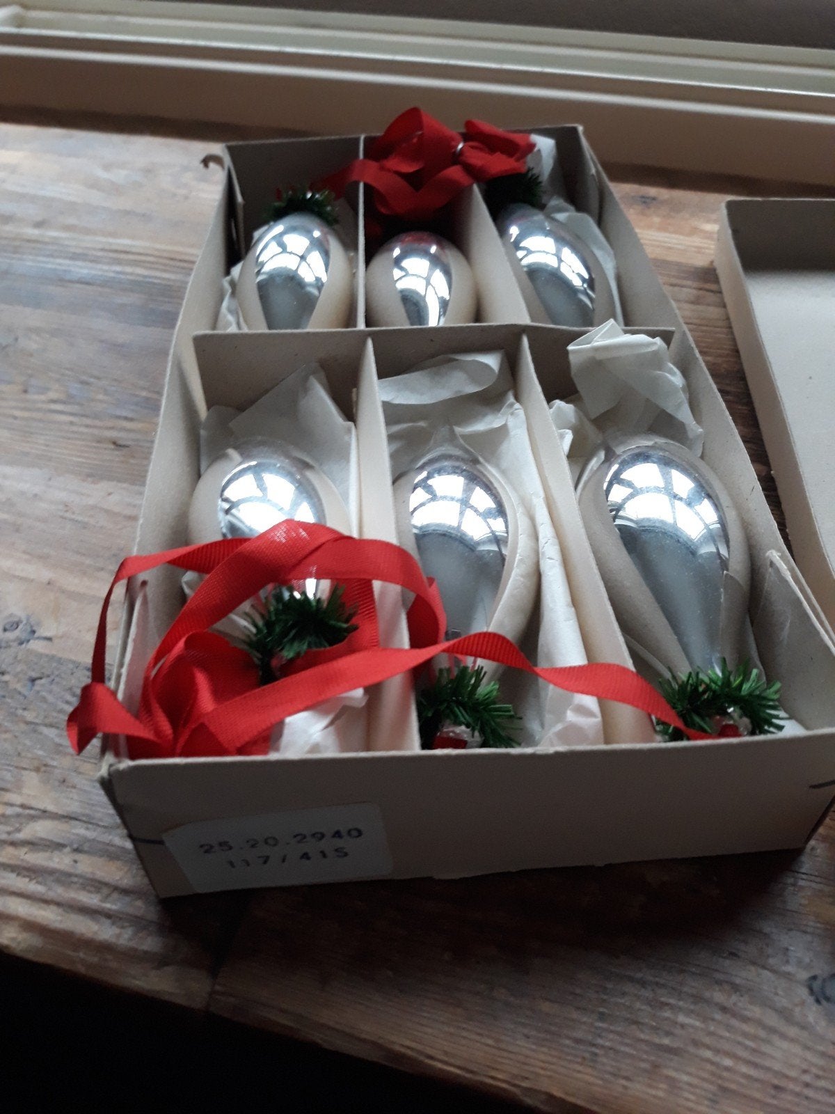 vintage ovale kerstballen in orginele doos, Diversen, Kerst, Ophalen of Verzenden, Gebruikt