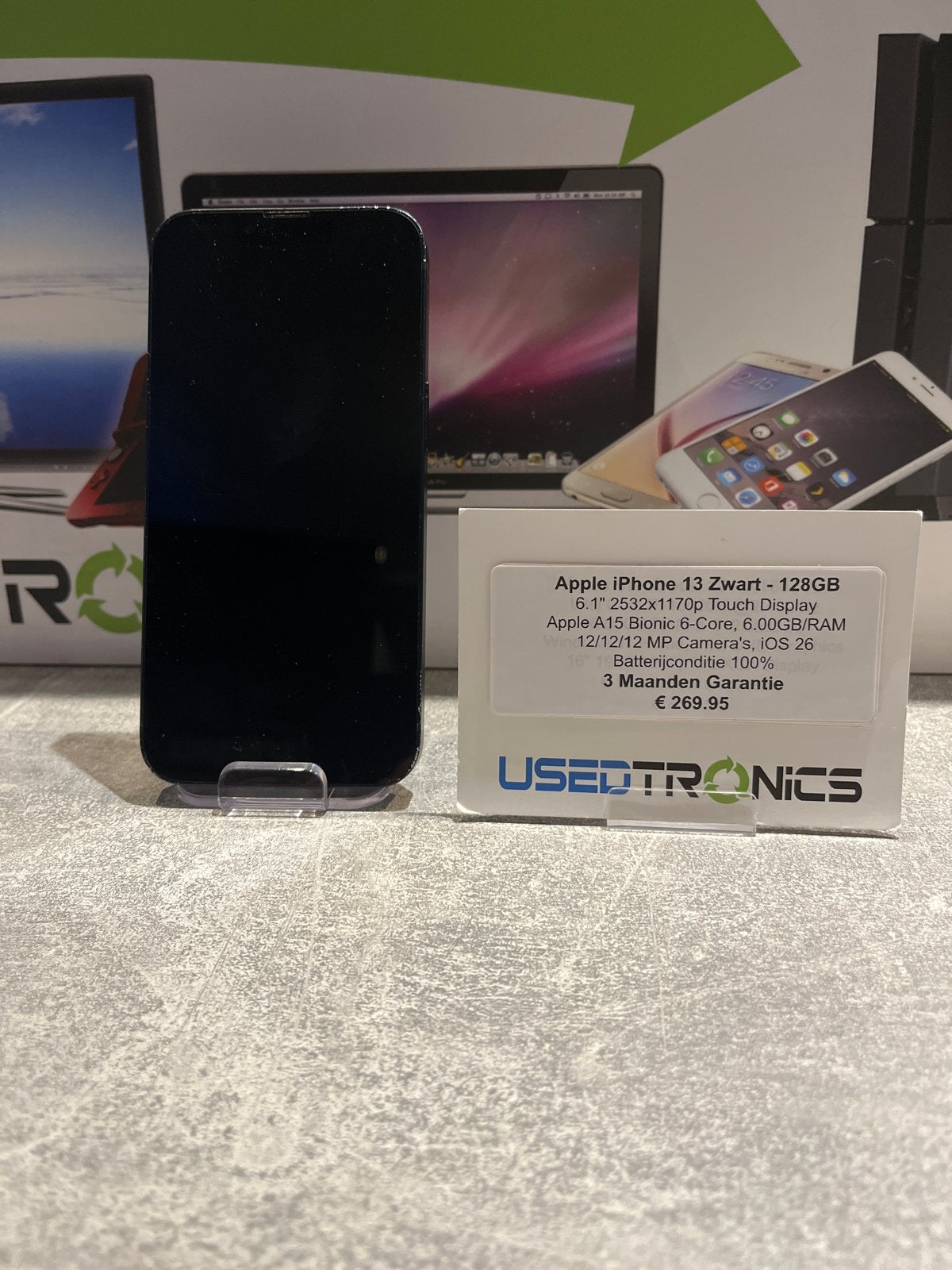 Apple iPhone 13 Zwart - 128GB - Zo goed als nieuw, 128 GB, Zwart, IPhone 13, Ophalen of Verzenden