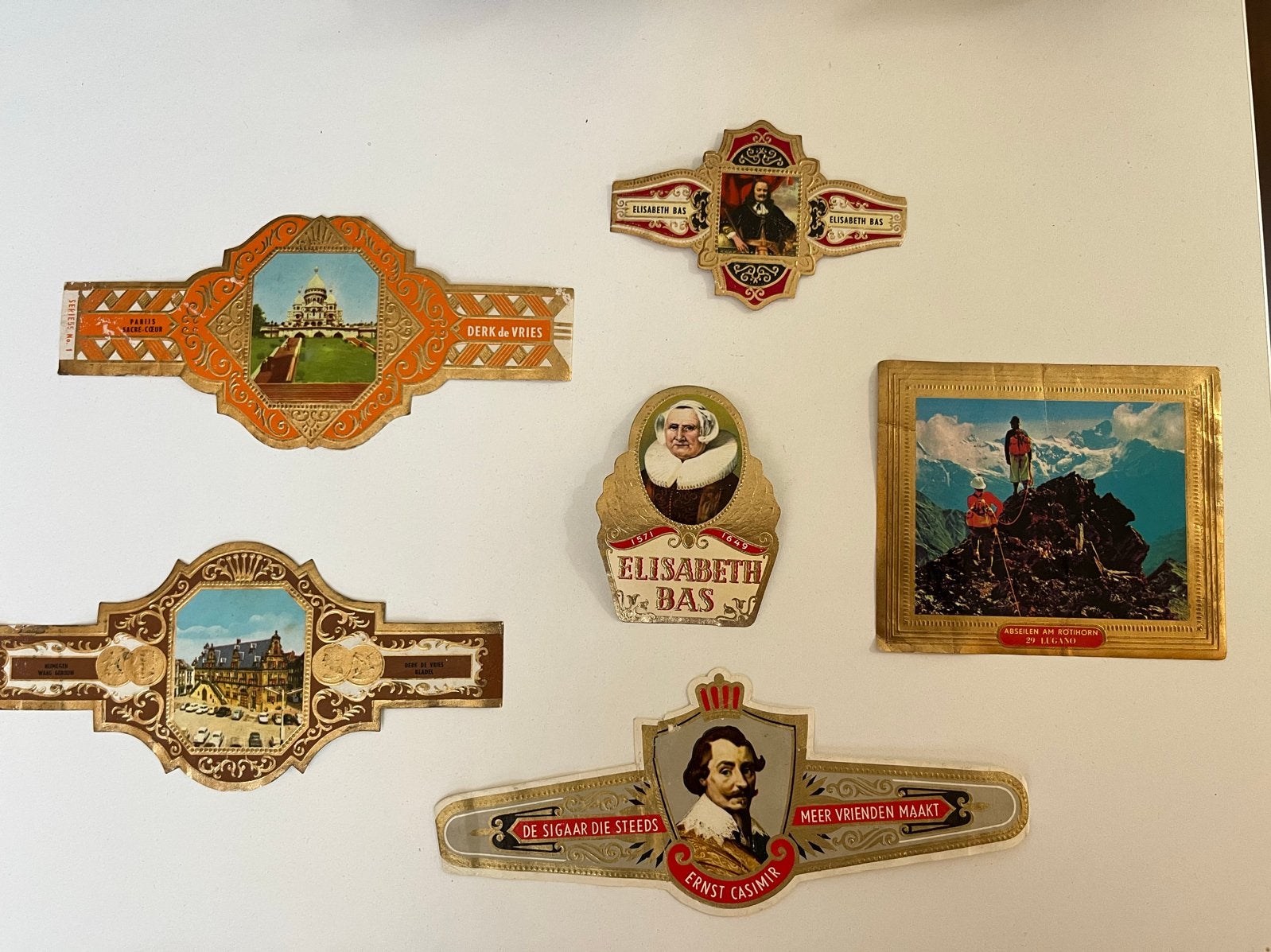 Vintage Sigarenbandjes: Derk de Vries, Ernst Casimir, Elisab, Verzamelen, Ophalen of Verzenden, Gebruikt