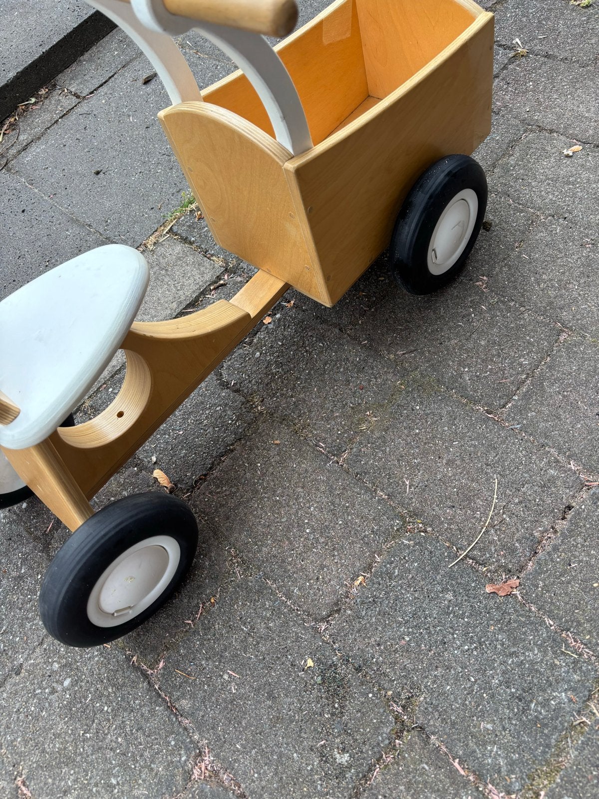 Houten loopfiets met kar - bakfiets - van Dijk Toys, Ophalen, Gebruikt, Loopfiets