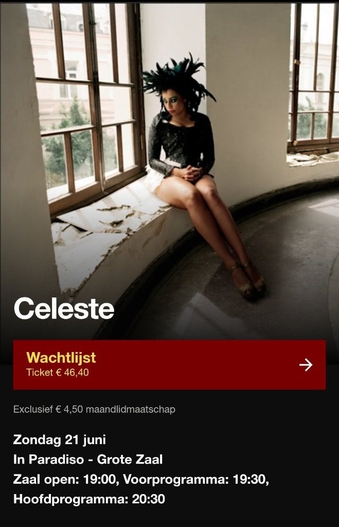 2 tickets Celeste Paradiso, Twee personen, Juni