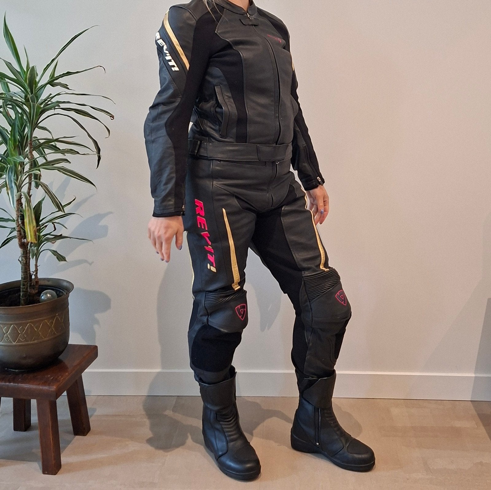 Revit leren motorpak roze/goud - Maat 38/40 (M/L), Motoren, REV'IT!, Combipak, Ophalen of Verzenden, Dames