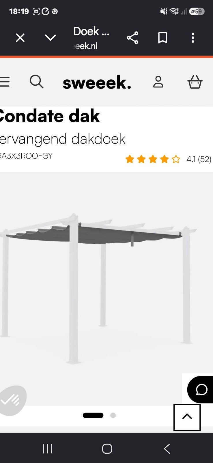 harmonica doek voor pergola 3x3 nieuw, Tuin en Terras, Ophalen, Nieuw, Minder dan 5 meter, Paviljoen