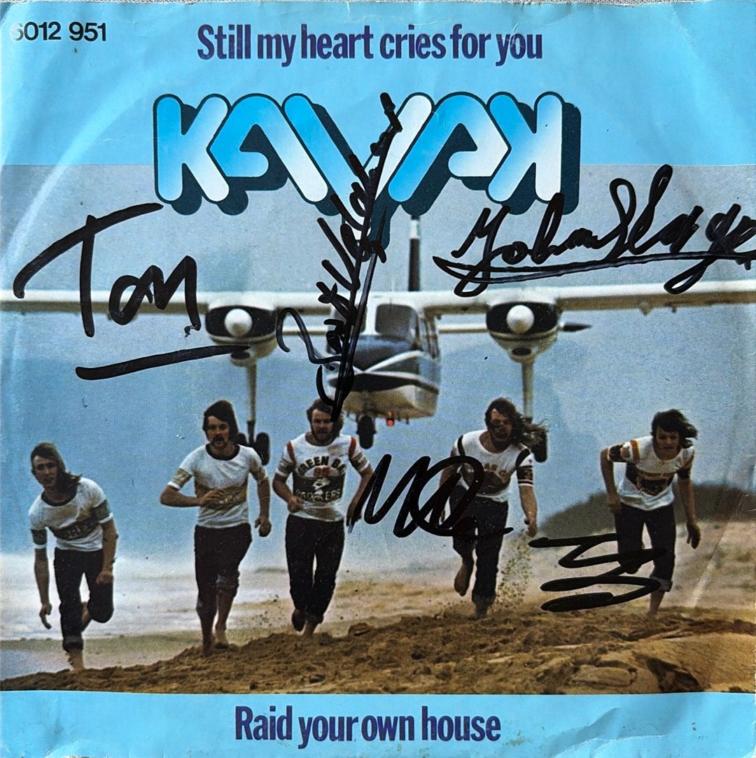 Nederpop single Kayak GESIGNEERD!, Overige genres, Ophalen of Verzenden, Zo goed als nieuw, Overige typen