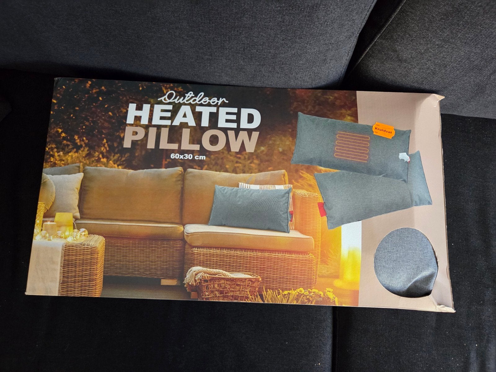 Outdoor heated pillow Verwarmd kussen 60x30cm, Ophalen of Verzenden, Grijs, Rechthoekig