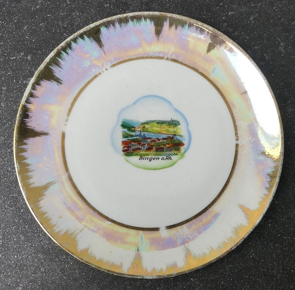 Rudolf Wächter souvenirbord Bingen am Rhein bord parelmoer, Ophalen of Verzenden