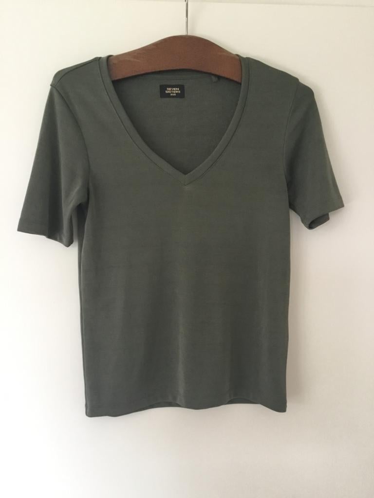 Groen glanzend shirt Seven Sisters XXS, Kleding | Dames, Ophalen of Verzenden, Korte mouw, Maat 34 (XS) of kleiner, Gedragen