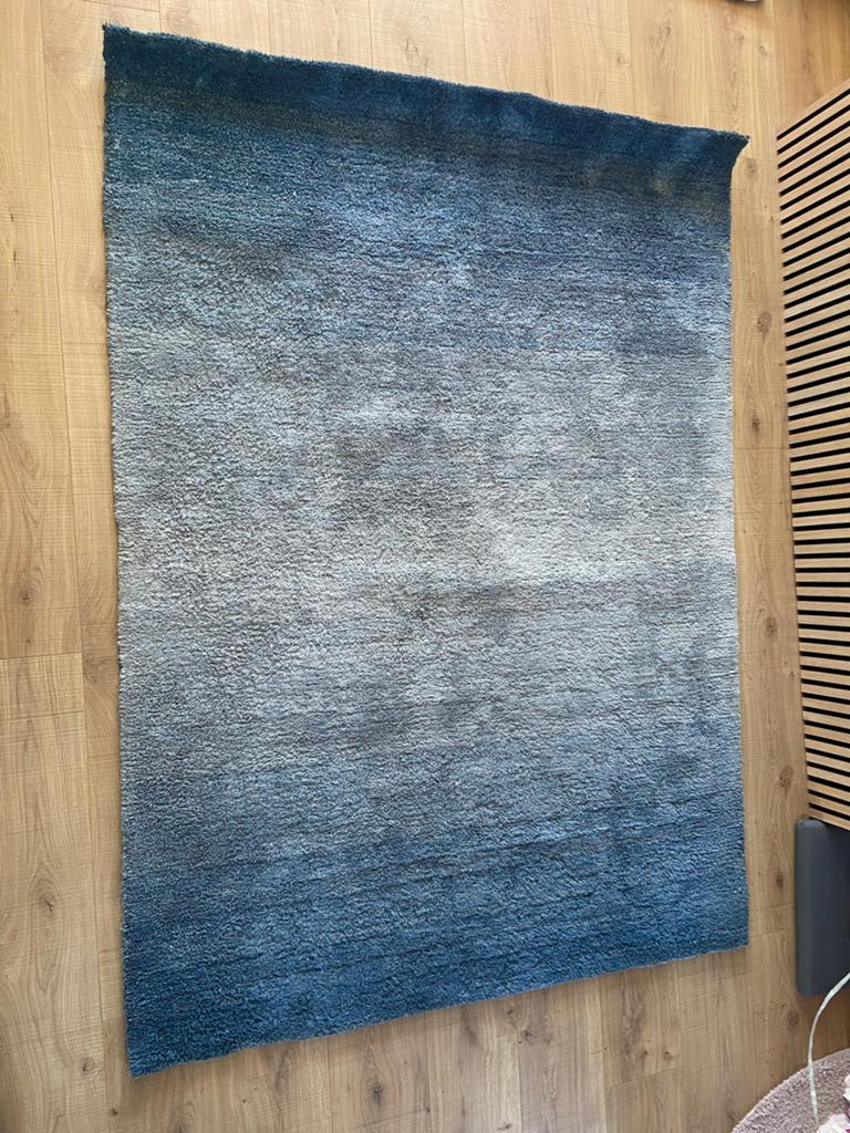 Blauw karpet / vloerkleed 160x220 cm, Ophalen, Gebruikt, Blauw, 150 tot 200 cm