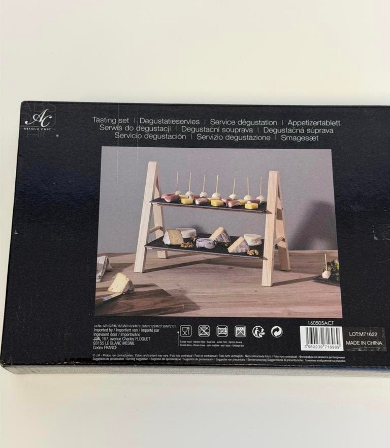 Absolu Chic Serveerset Hout Leisteen Hapjesplank serveer, Huis en Inrichting, Nieuw, Ophalen of Verzenden, H, H