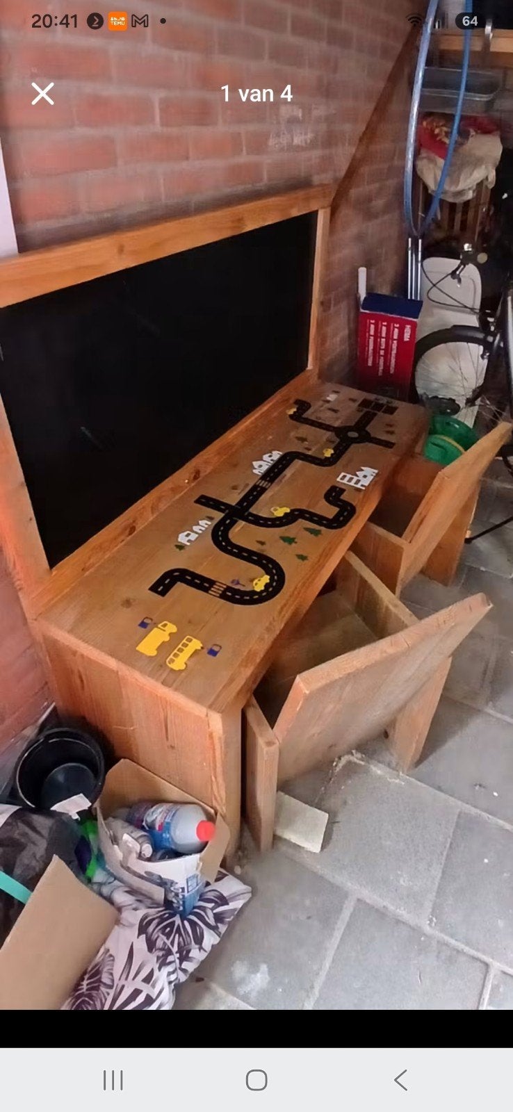 Houten speeltafel met krijtbord en stoeltje, Ophalen, Gebruikt, Jongen of Meisje