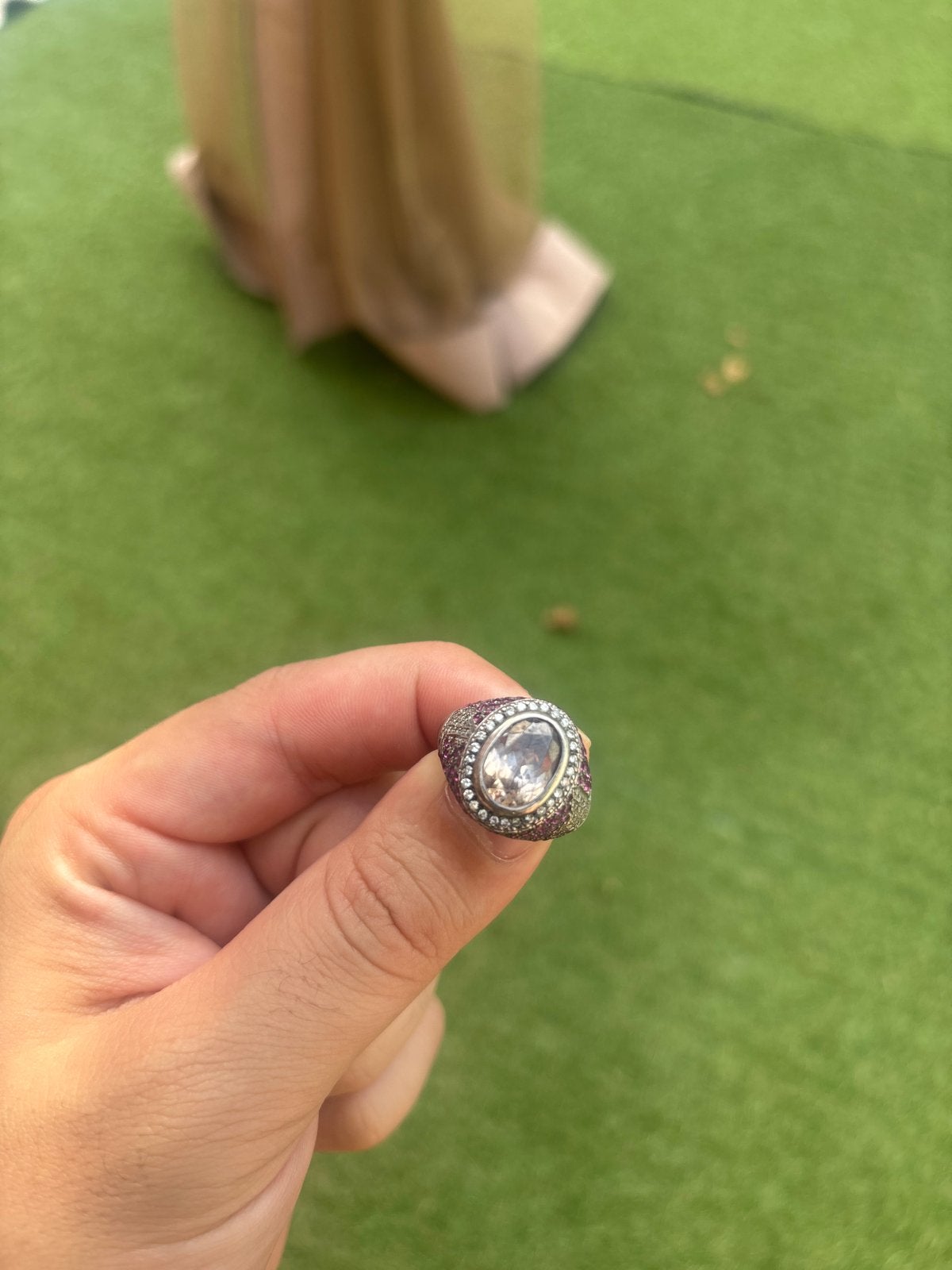 Custom herenring zircon - diamant - robijn, Gebruikt, Heer, Ophalen of Verzenden, 17 tot 18