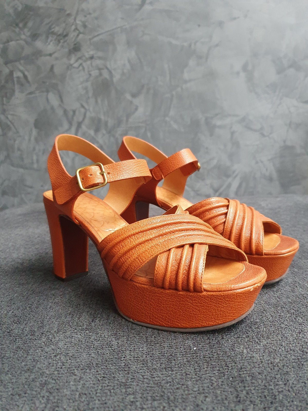 Chie Mihara Kansas Sandalen - Oranje Leer Maat 40, Oranje, Zo goed als nieuw, Chie Mihara, Sandalen of Muiltjes