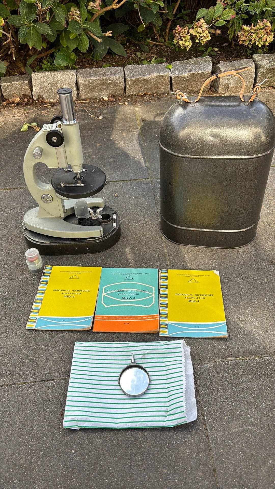 Ouderwetse microscoop, compleet, Audio, Tv en Foto, Ophalen