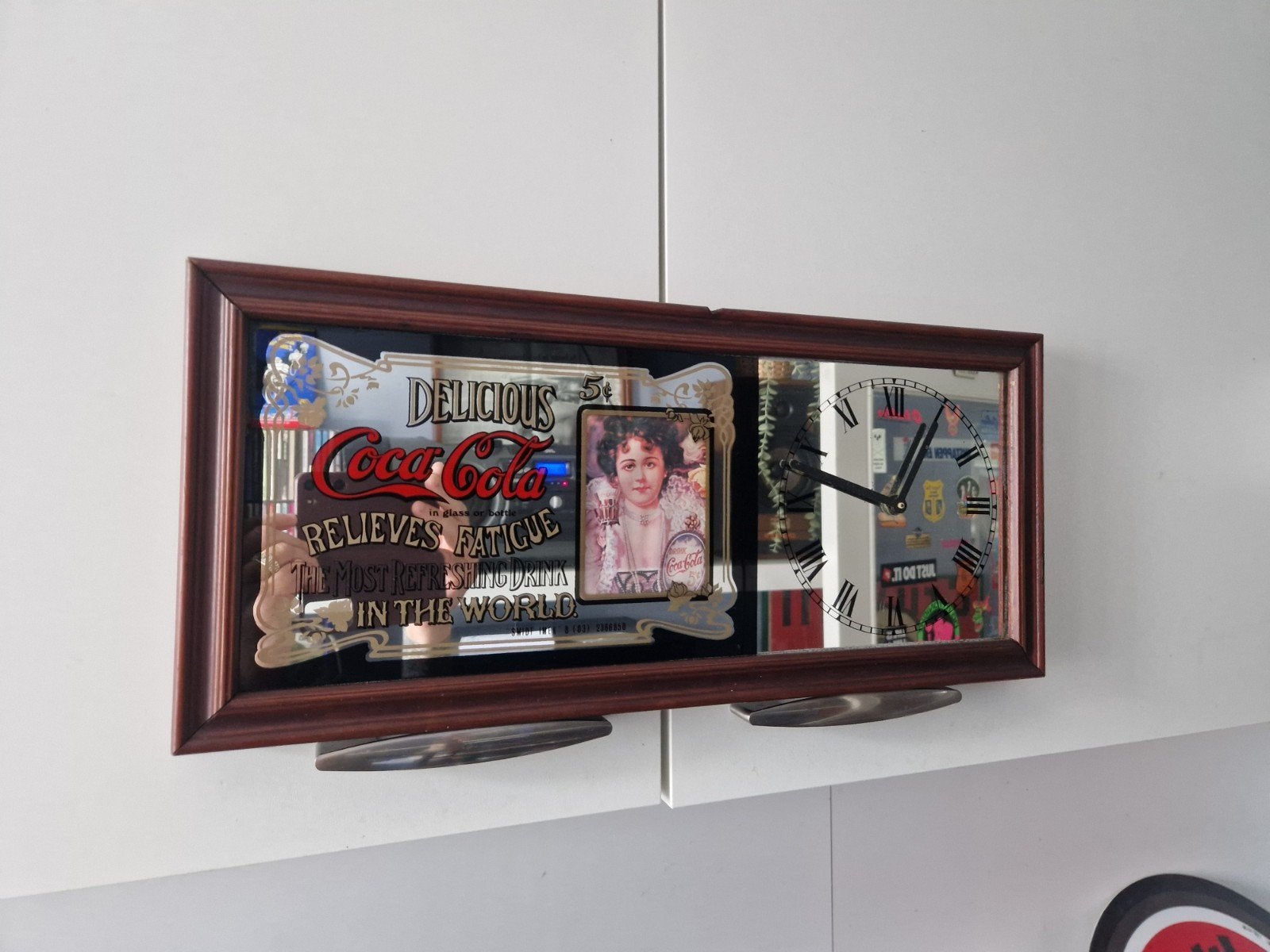 Coca-Cola klok  Vintage  spiegel, Ophalen of Verzenden, Gebruikt, Gebruiksvoorwerp