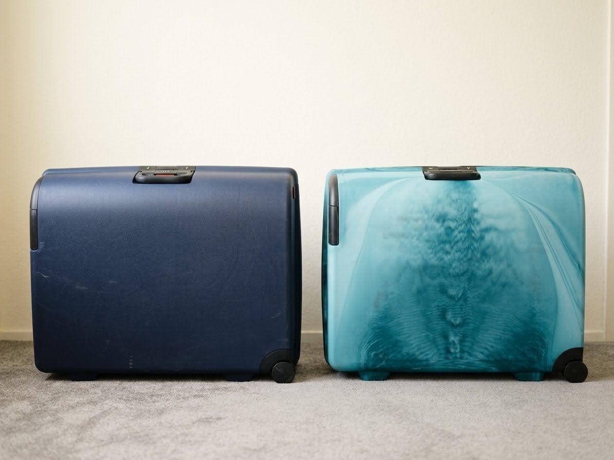 Twee Carlton reiskoffers met wieltjes en cijferslot, Gebruikt, Hard kunststof, 70 cm of meer, Minder dan 35 cm