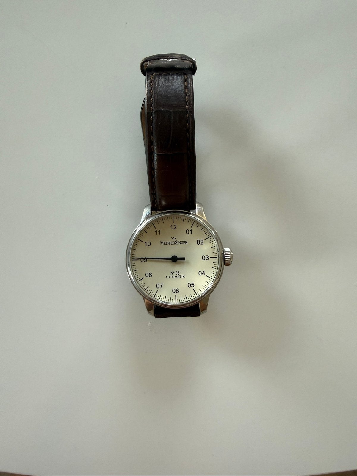 Meistersinger nr3 42 mm met stalen band en vlinders, Ophalen, Zo goed als nieuw, Staal, Overige merken