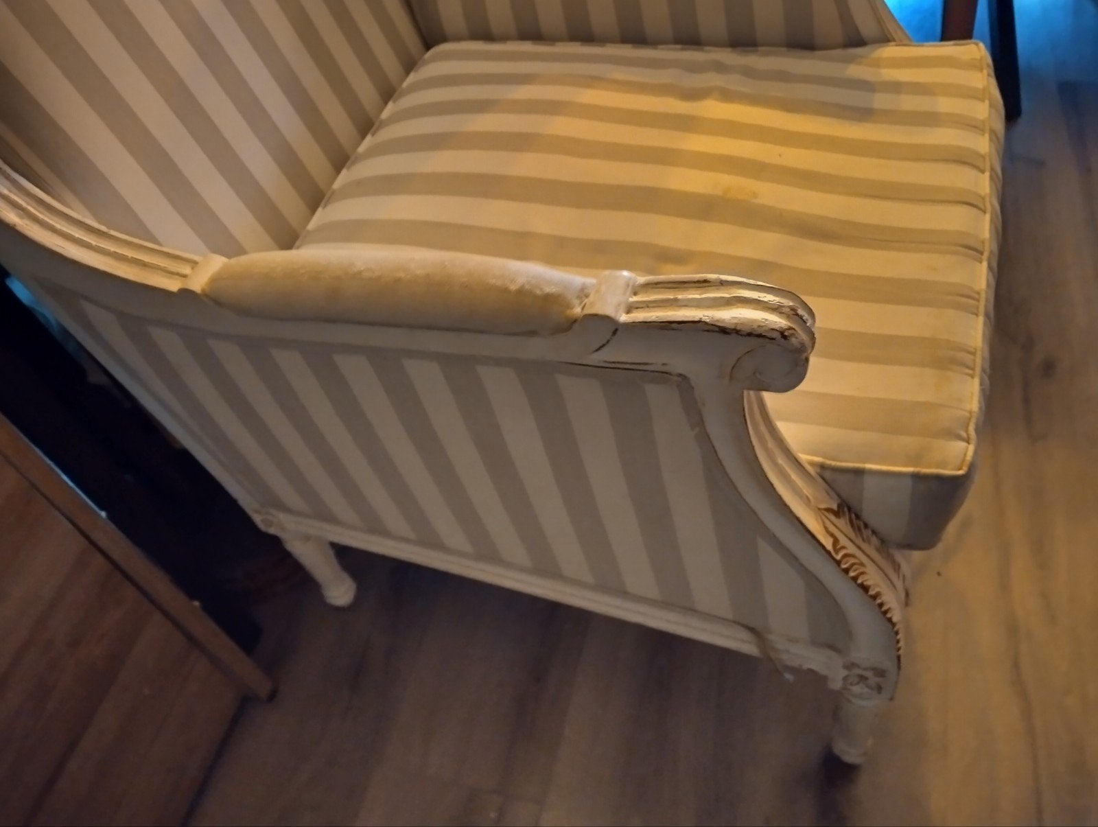 Twee opknap stoelen gestreept gratis, Ophalen, Gebruikt, Eenpersoons, 75 tot 100 cm