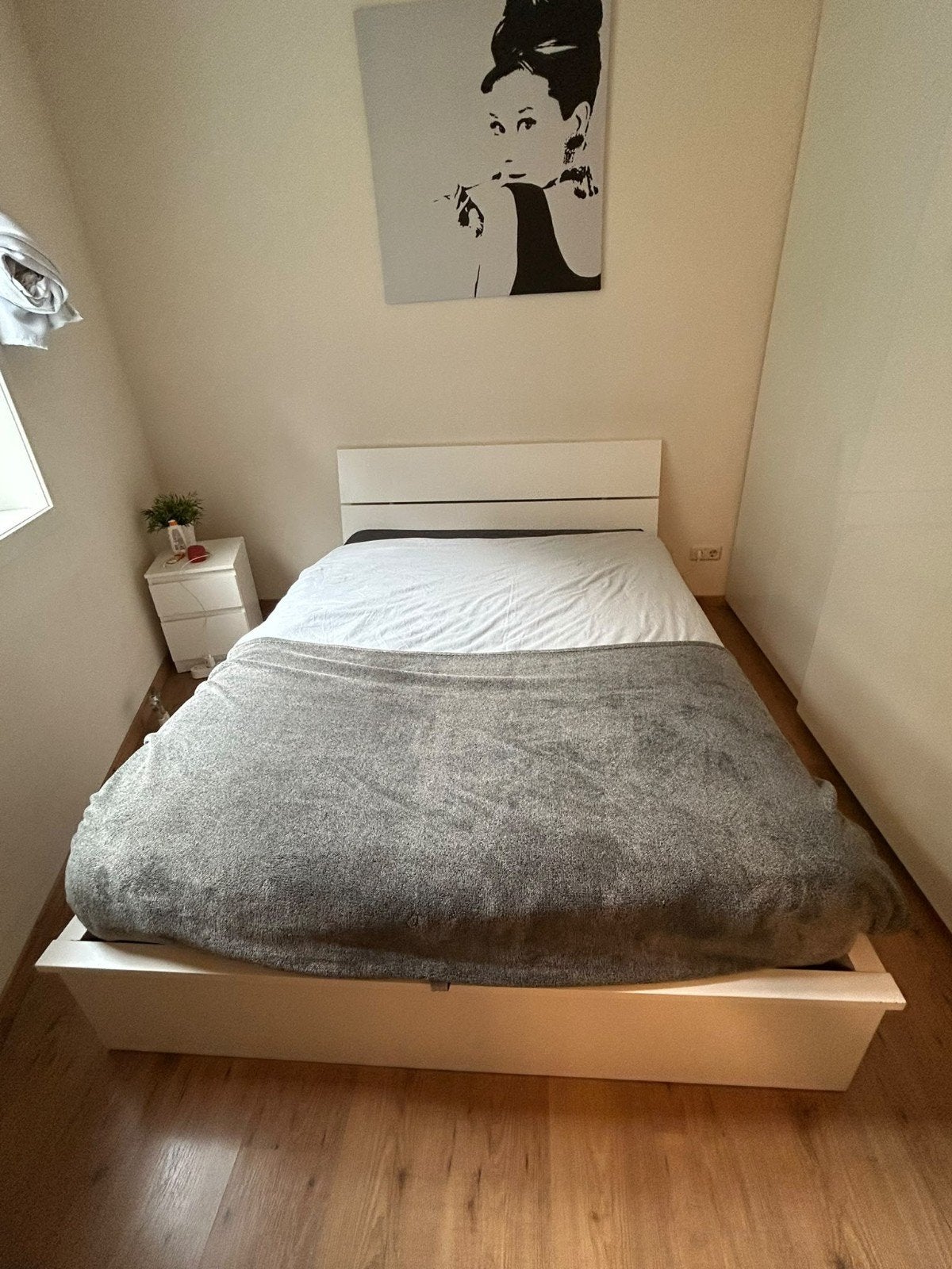 IKEA Malm bed met opbergruimte - Gebruikt, Ophalen, Gebruikt, Wit, Tweepersoons