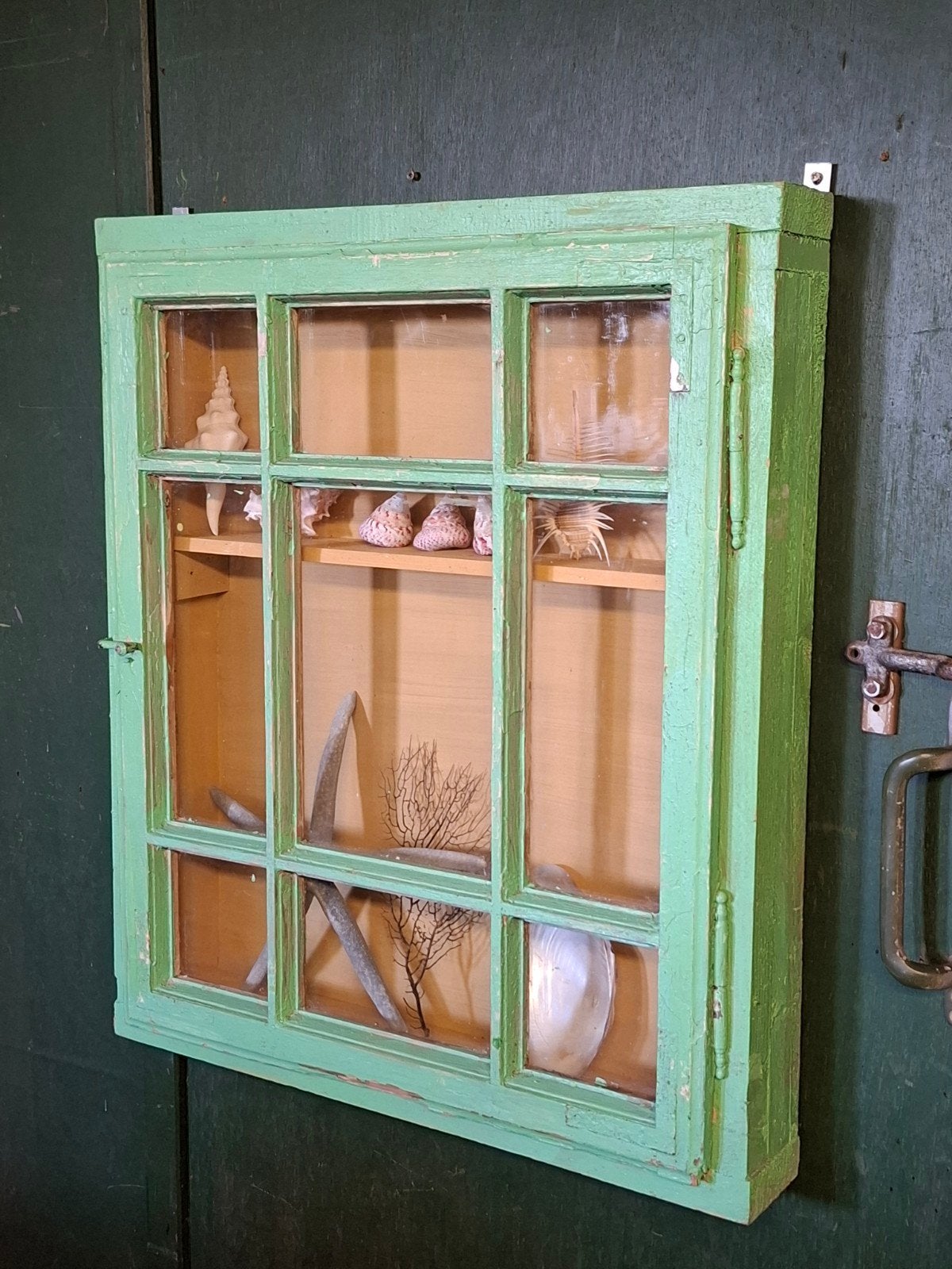 Oude vintage vitrinekast wandvitrine, Gebruikt, T, N, Minder dan 100 cm