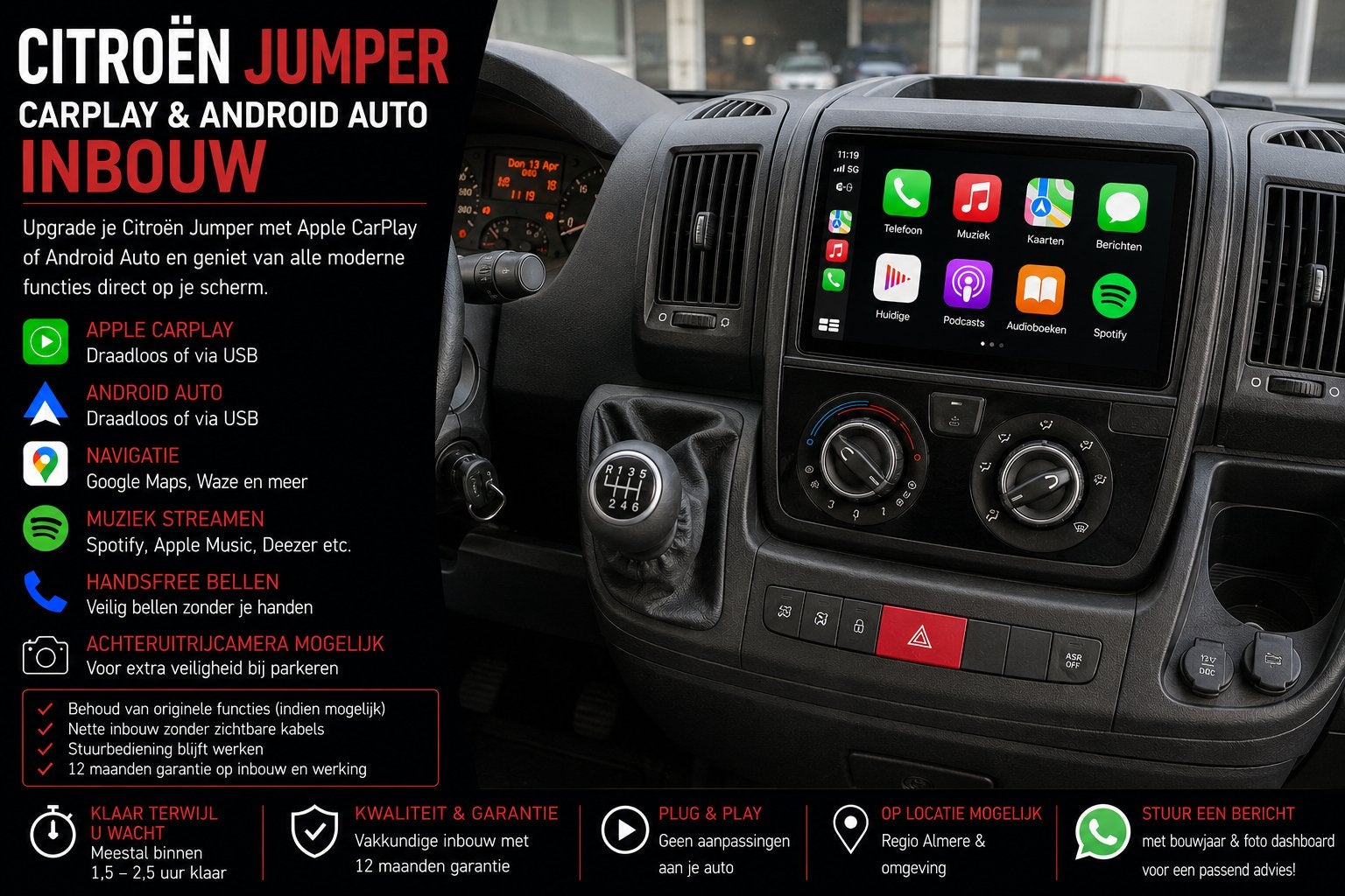 Citroën Jumper CarPlay & Android Auto Inbouw, Ophalen, Nieuw