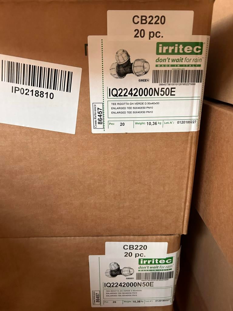 Irritec tyleen T koppeling 50x40x50 mm 50 stuks, Ophalen, Nieuw, Tuinslangkoppeling
