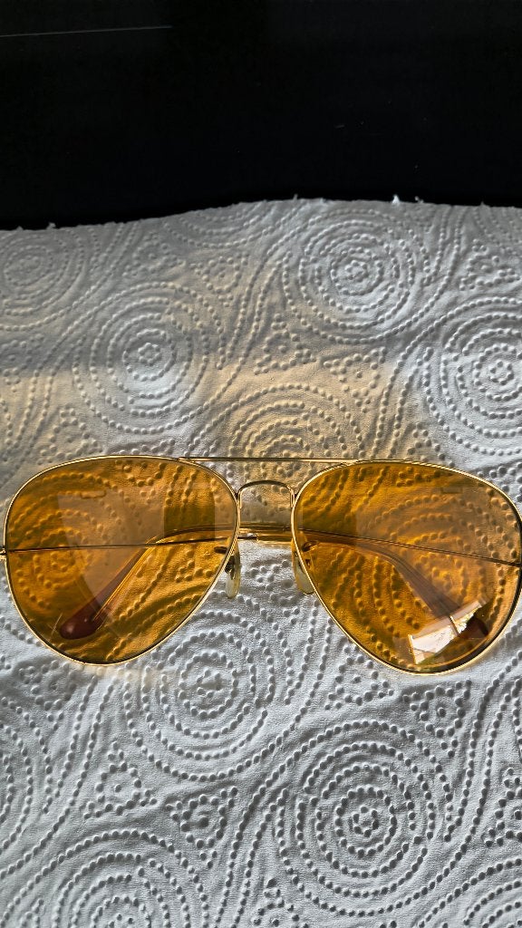 Vintage Ray-Ban Bausch & Lomb Aviator AmberMatic USA 62-14, Beige, NVT, Ophalen of Verzenden, Zo goed als nieuw