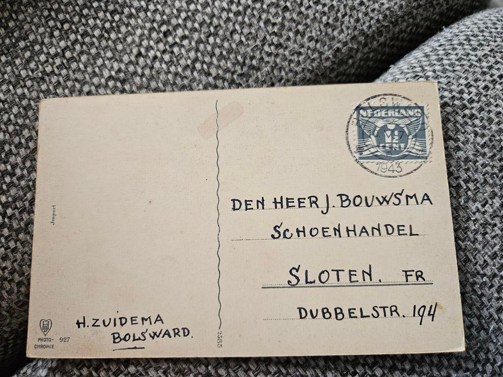 Sloten schoenhandel Friesland 1943/ oorlogsjaren, Ophalen of Verzenden, 1940 tot 1960, Gelopen, Friesland