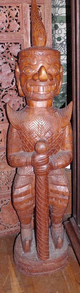 Tempelwachter (Thailand), Ophalen, 1 meter - 2 meter, Beeld, Hout
