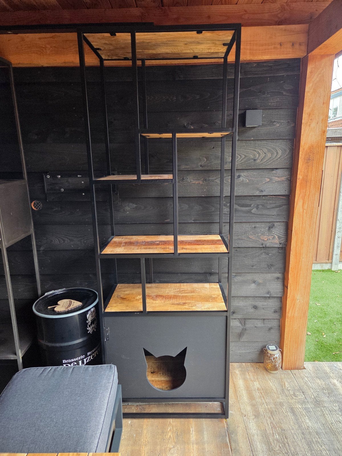 mangohouten stalen kast, Huis en Inrichting, 50 tot 100 cm, 150 tot 200 cm, 25 tot 50 cm, Ophalen