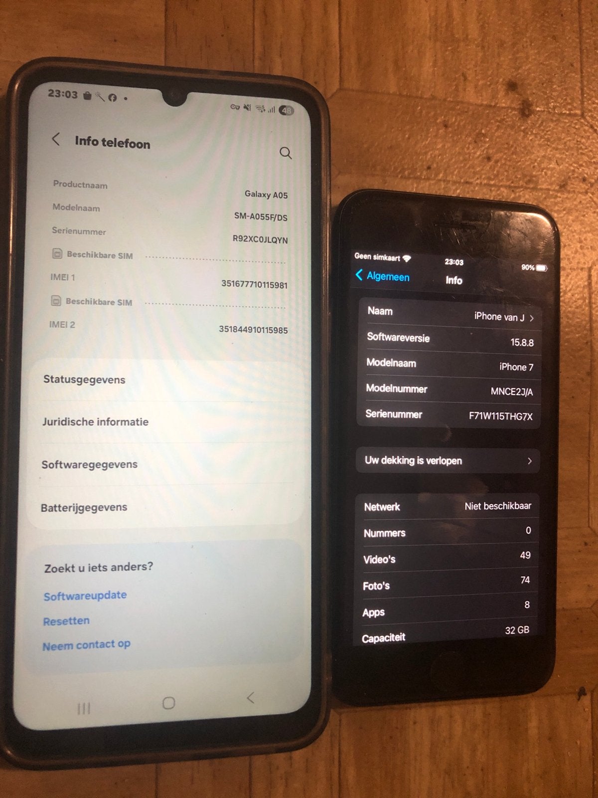 iPhone 7 32GB Zwart en Samsung Galaxy A05s, Telecommunicatie, Mobiele telefoons | Apple iPhone, Ophalen, Gebruikt, Zwart, 32 GB
