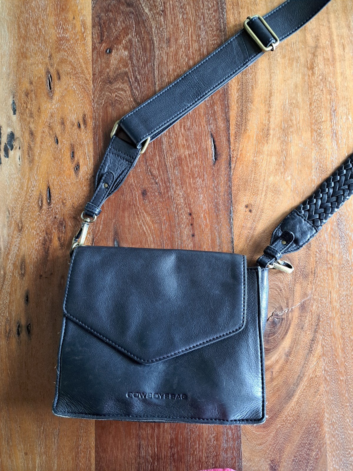 Cowboysbag Schoudertasje Zwart Leer, Sieraden, Tassen en Uiterlijk, Tassen | Damestassen, Ophalen of Verzenden, Zwart, Schoudertasje