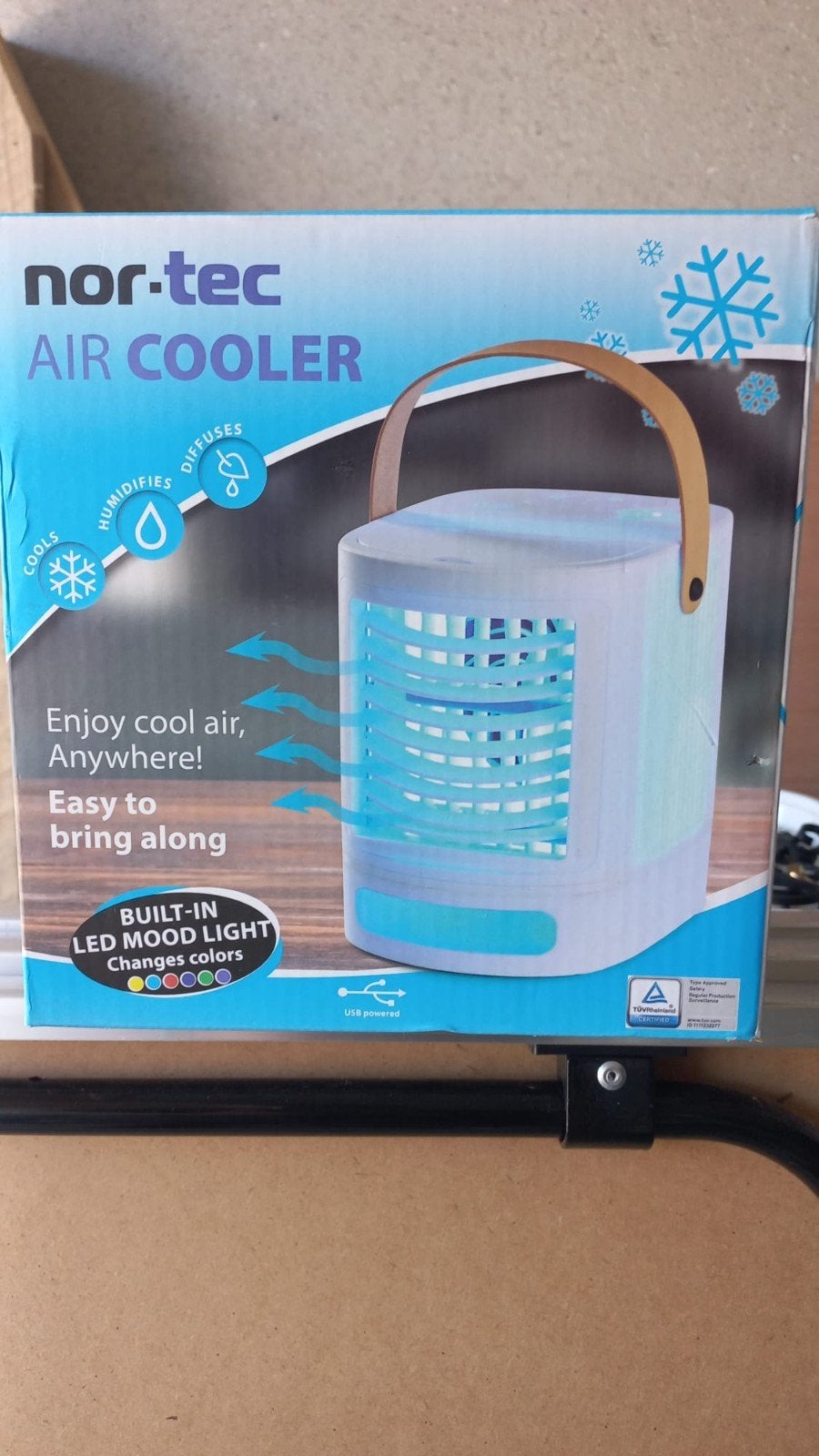 Nor-Tec Air Cooler met LED Mood Light tafelmodel circa 20cm, Ophalen, Tafel- of Grondventilator, Minder dan 60 m³, Nieuw
