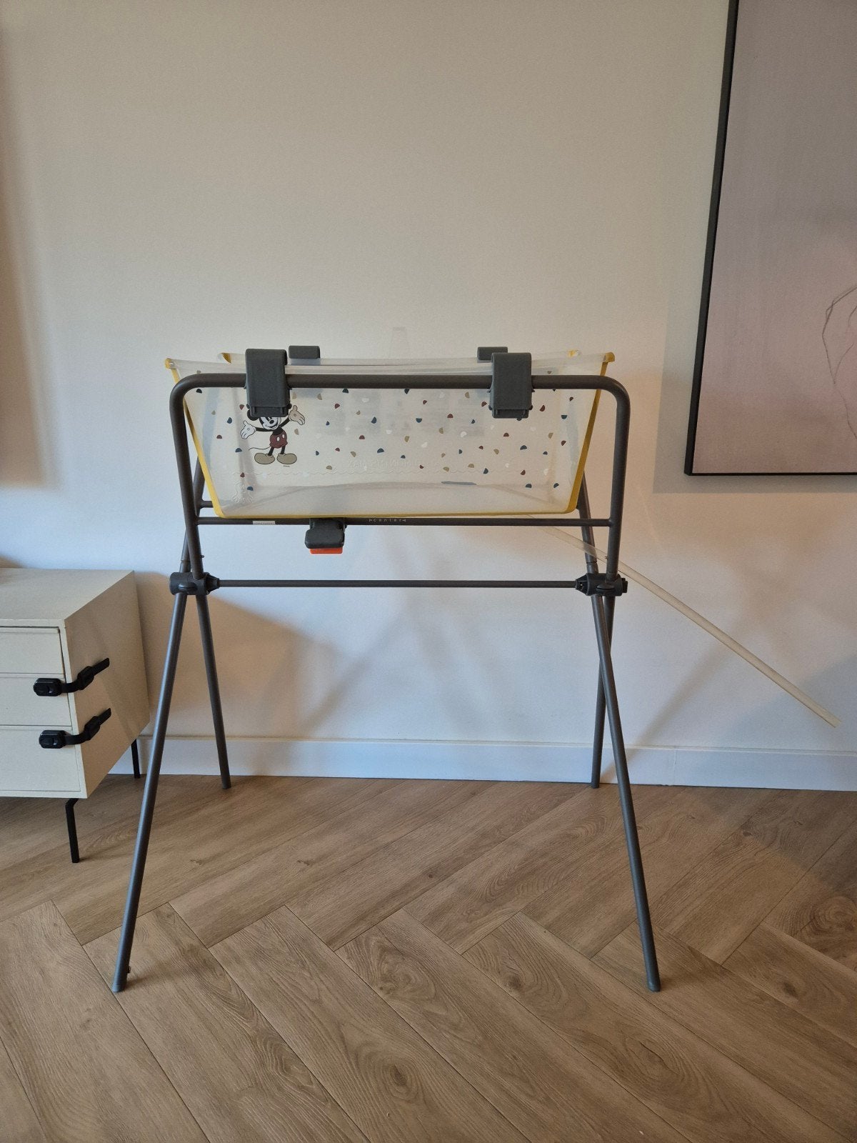 Stokke Flexi bath babybadje Mickey Mouse inclusief standaard, Ophalen of Verzenden, Zo goed als nieuw, Badje, Standaard