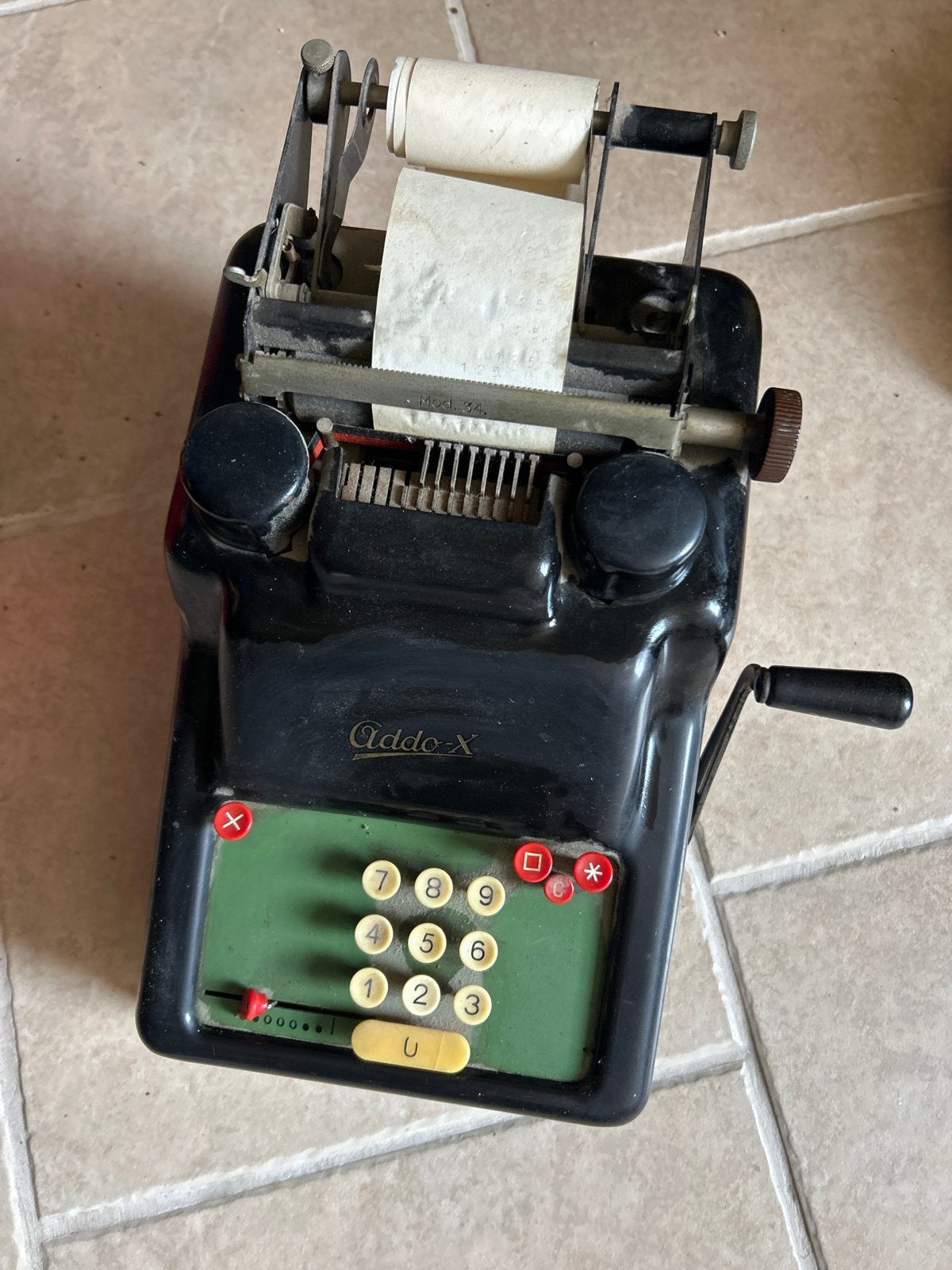 Vintage Addo-X Mod. 34 kassa, Ophalen