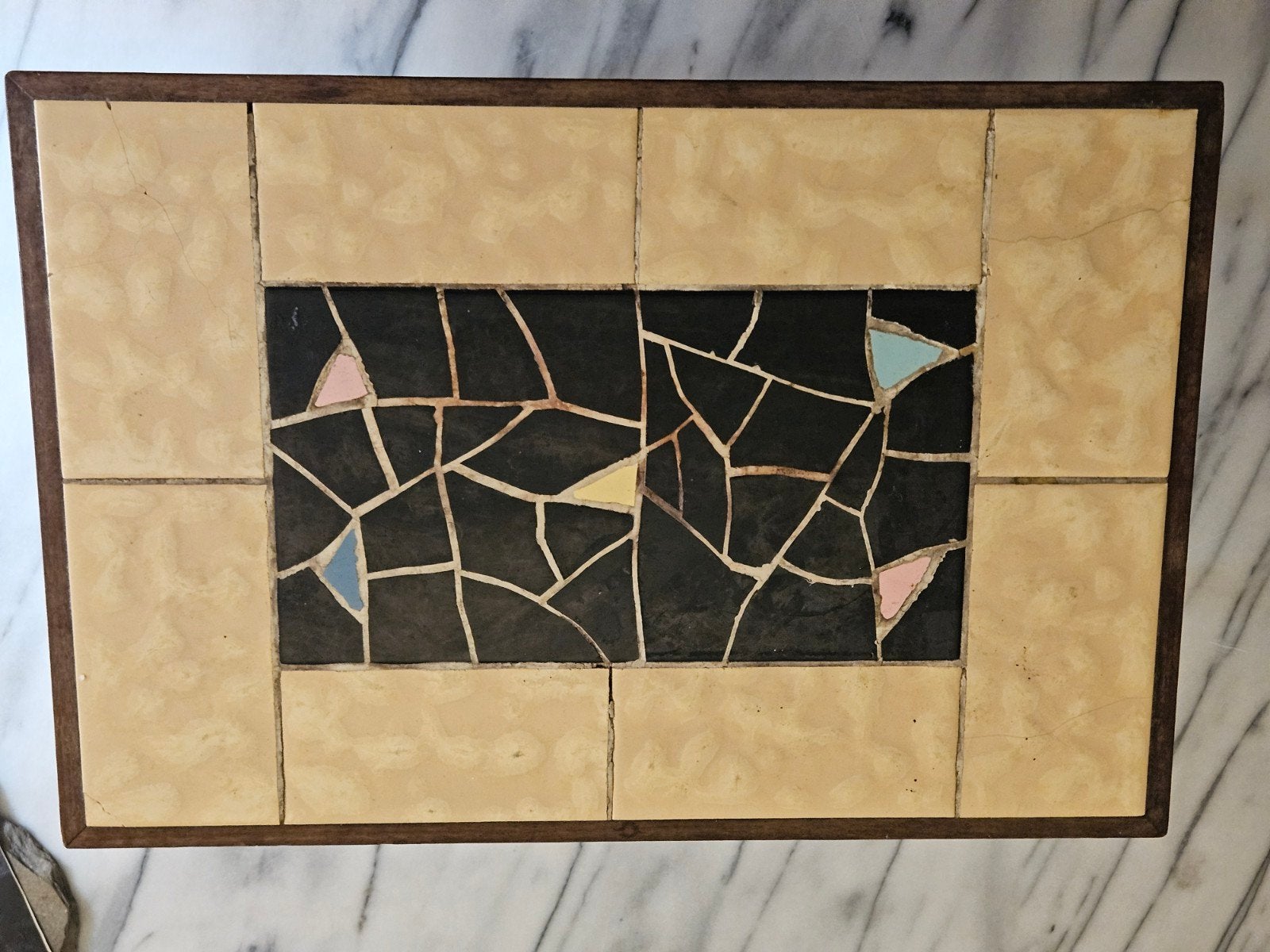 Vintage Tegel Bijzettafel - Retro Design, Ophalen, Minder dan 55 cm, Gebruikt, Vintage, Retro
