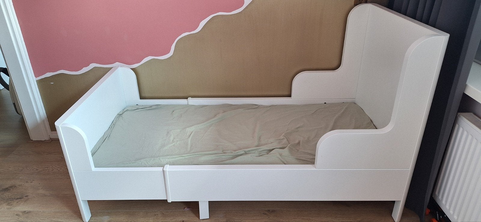Ikea Busunge meegroeibed 80x200 cm - Wit - Goede staat, Ophalen, Gebruikt, 70 tot 85 cm, Lattenbodem