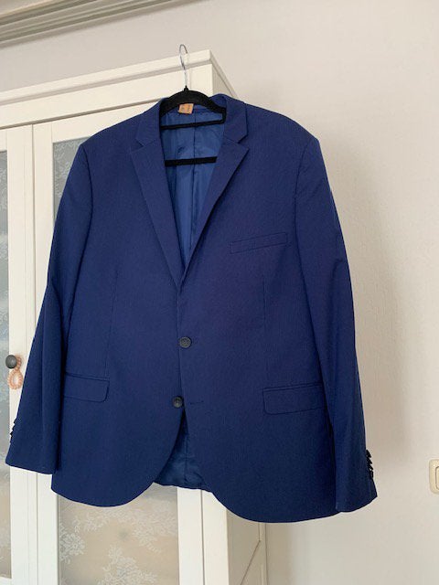 Heren costuum 54, Ophalen of Verzenden, Zo goed als nieuw, Maat 52/54 (L), Blauw