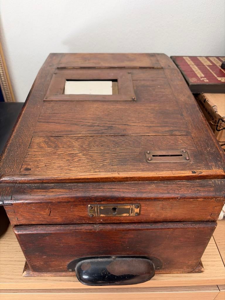 Antieke houten kassa met werkende bel, Ophalen of Verzenden