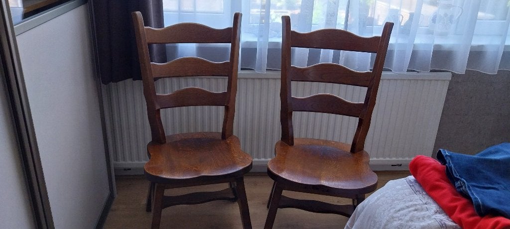 zware eiken stoelen, Ophalen, Gebruikt, Bruin, Vier